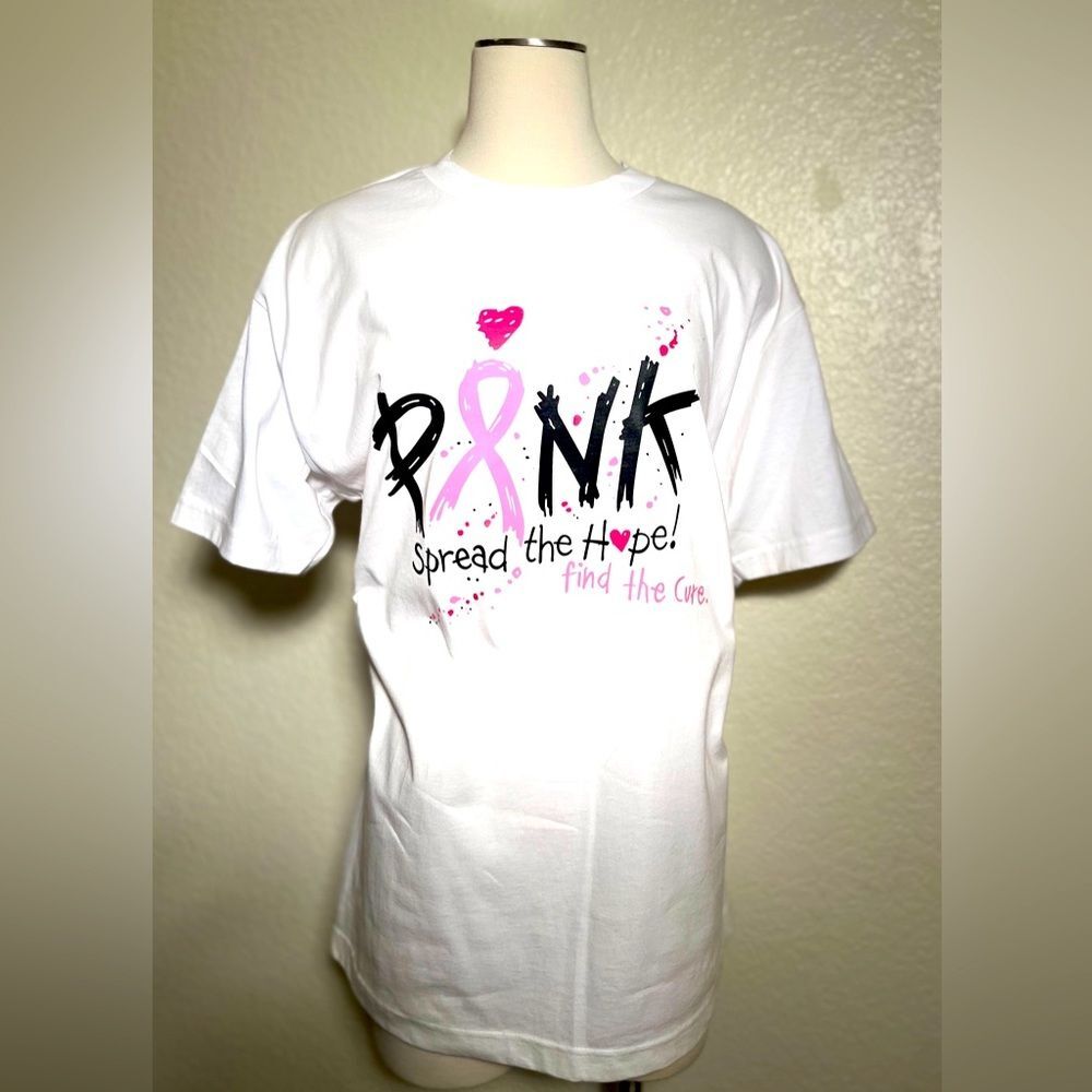 PINK SPREAD THE CURE T SHIRT BREAST CANCER AWARENESS 100% cotton NEW